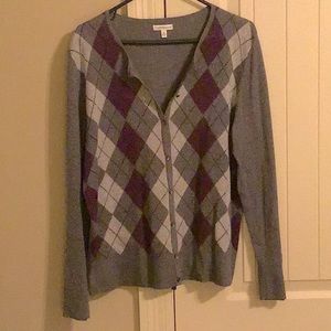 Croft and Barrow ladies Button Down Argyle pattern Cardigan